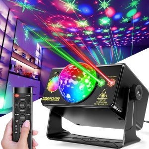 Sound-activated DJ disco ball party lights for weddings and dance floors